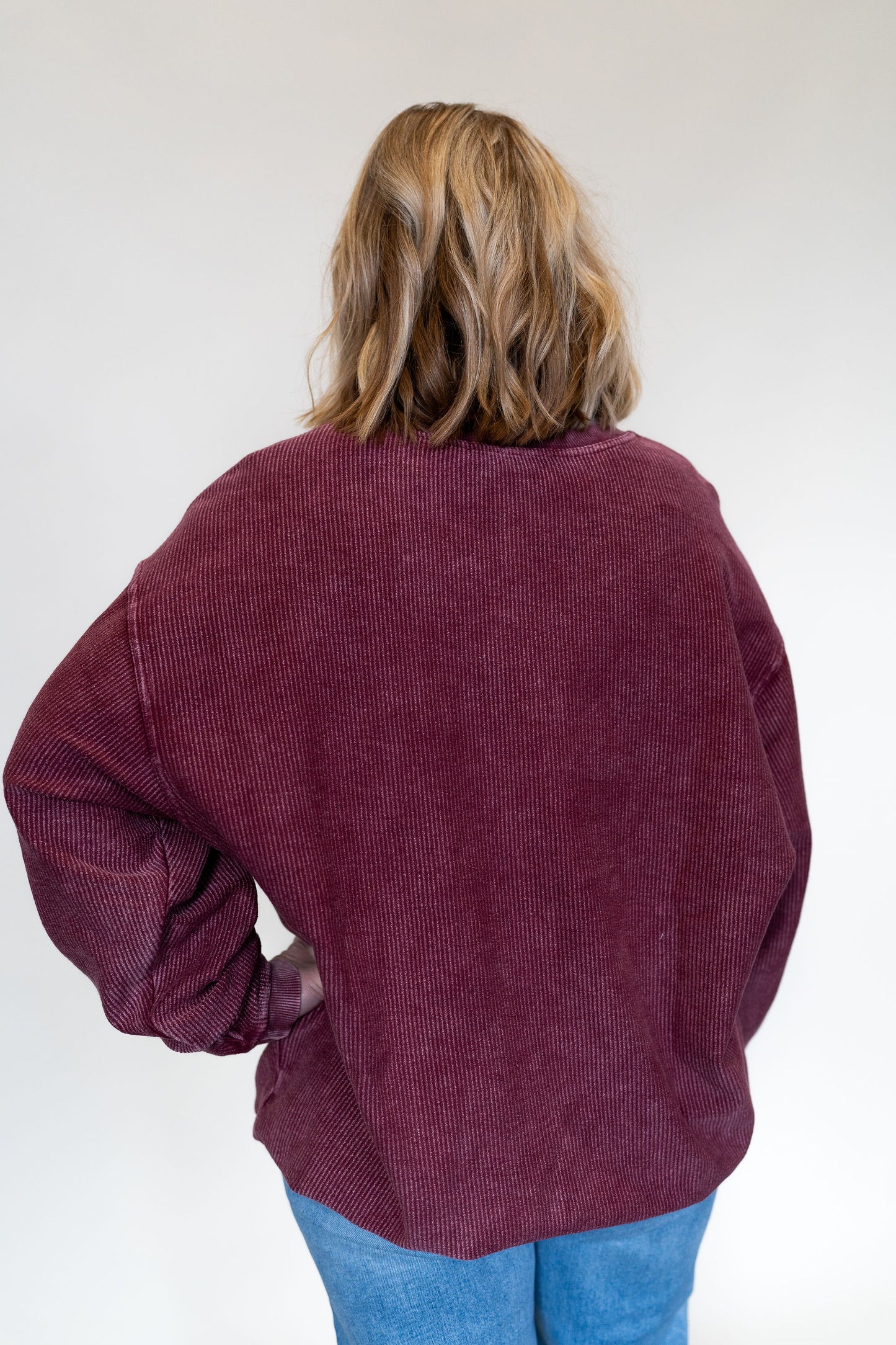 Everyday Corded Crew-Maroon