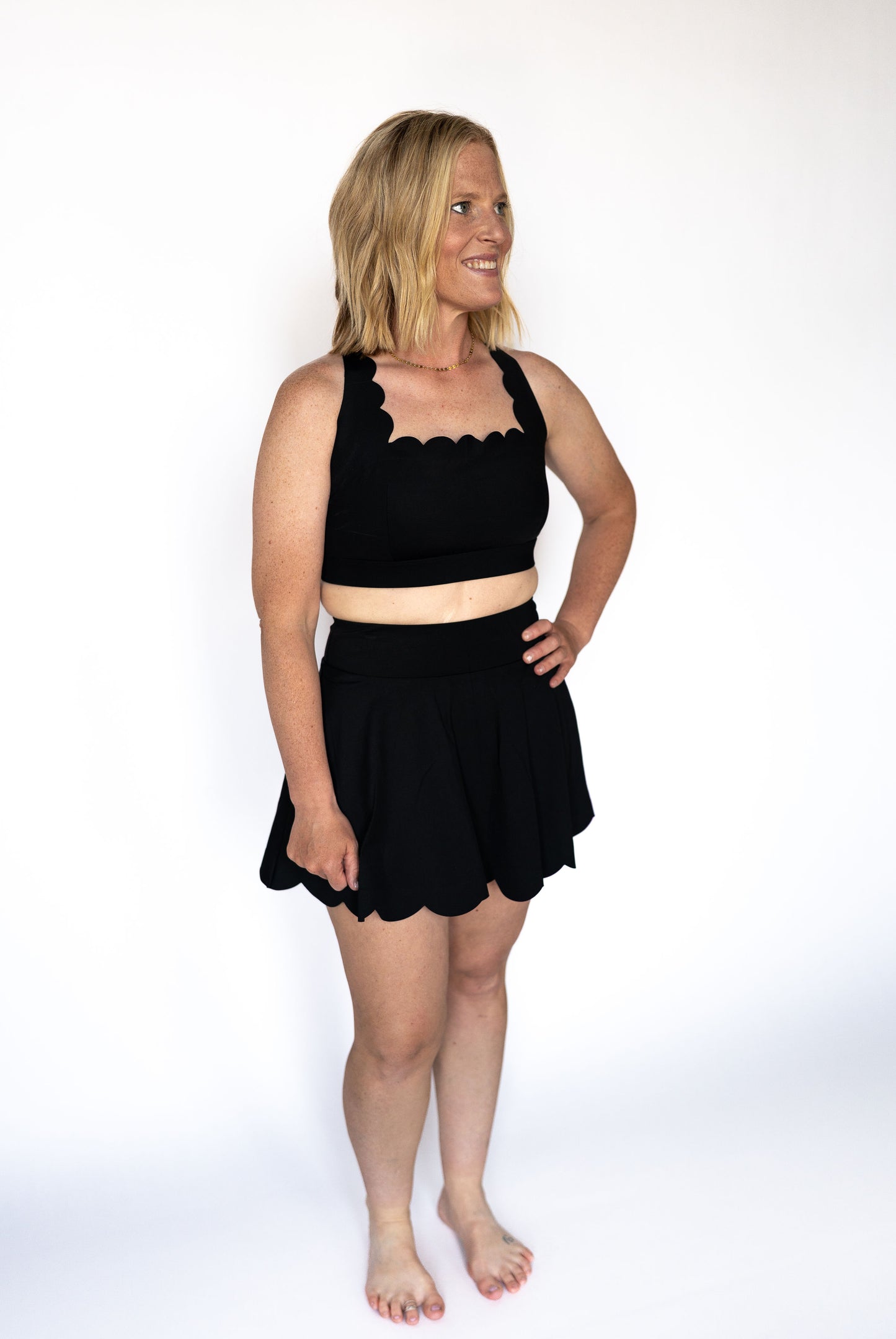 Scalloped Perfection Skort – Black