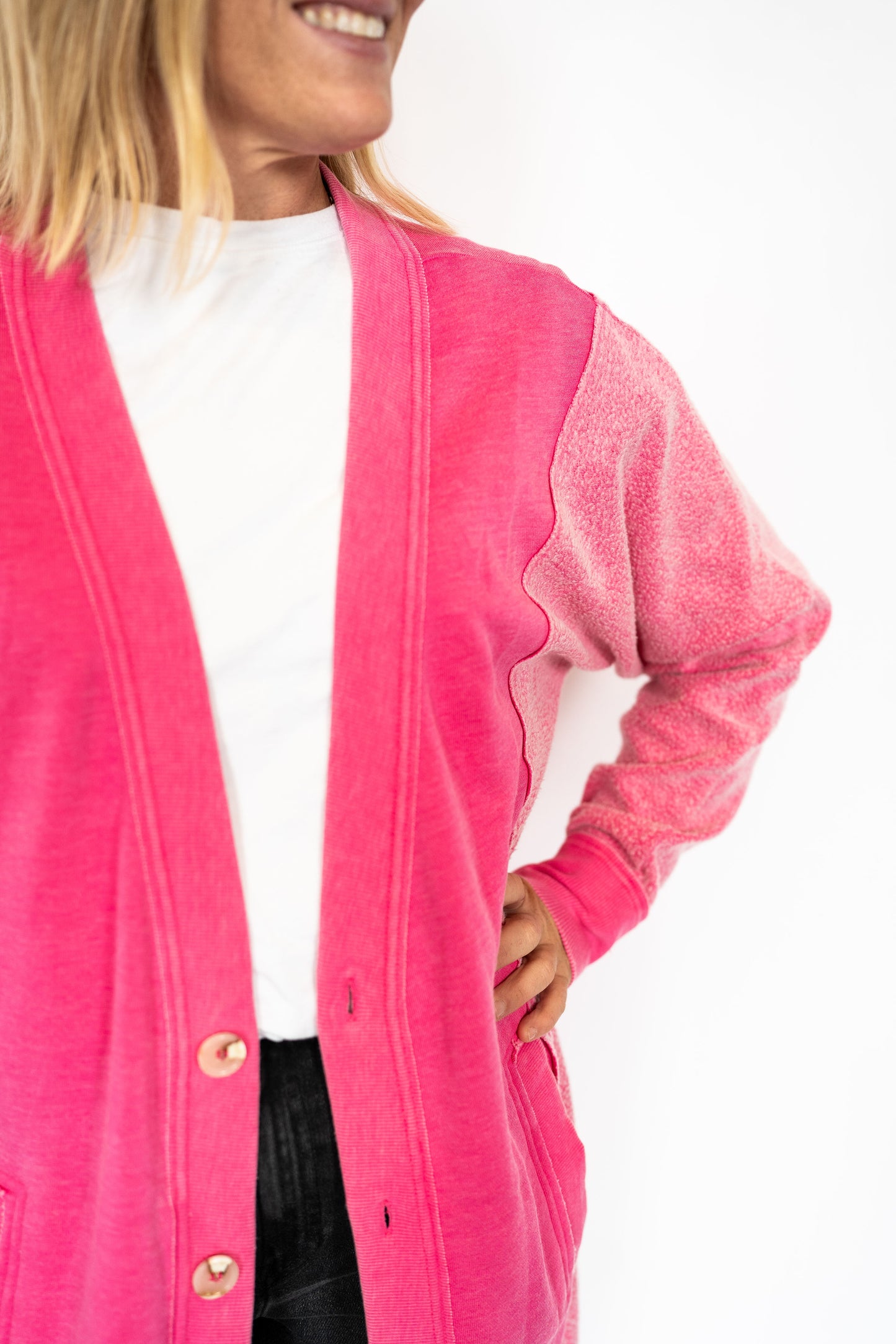 Desi Sweatshirt Cardigan-Pink