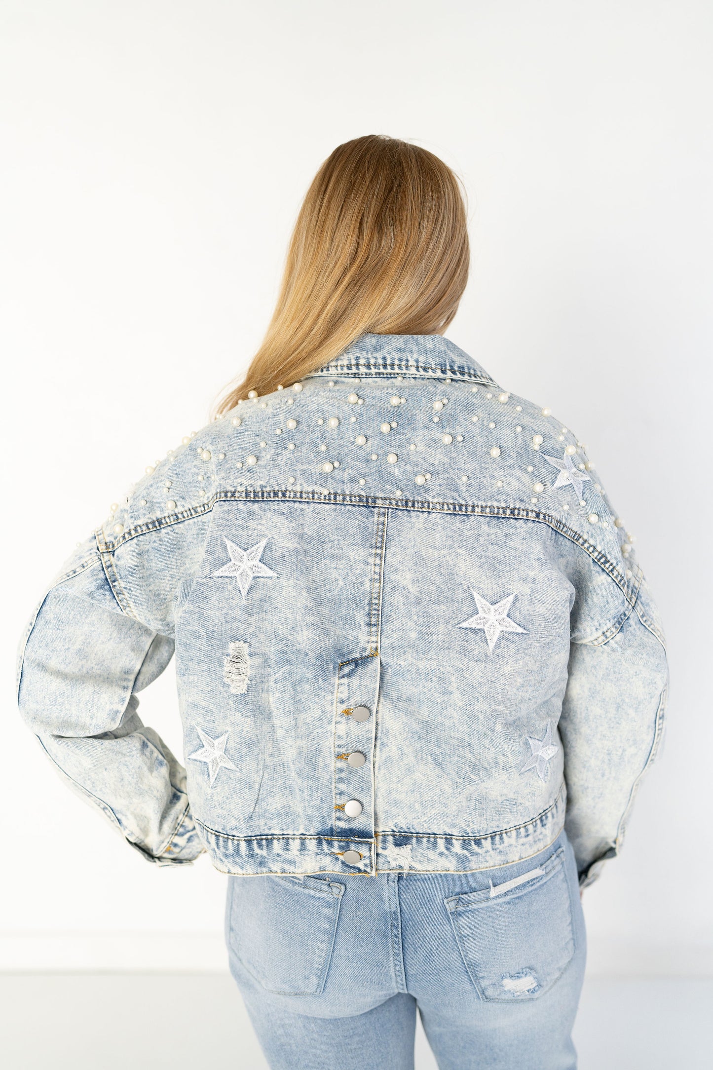 Womens Starry Pearl Denim Jacket