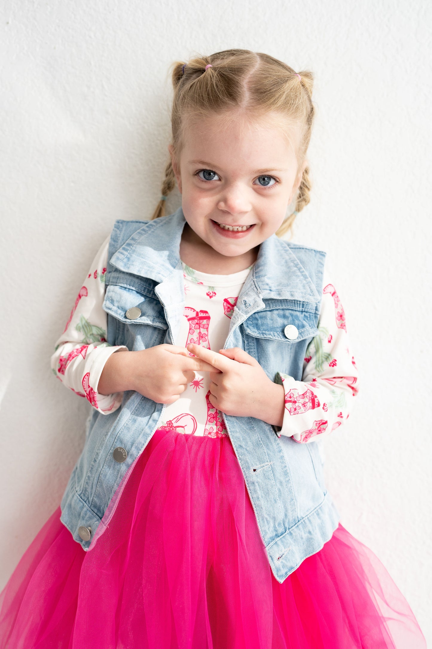 Pearl Bow Denim Vest – Toddler & Youth
