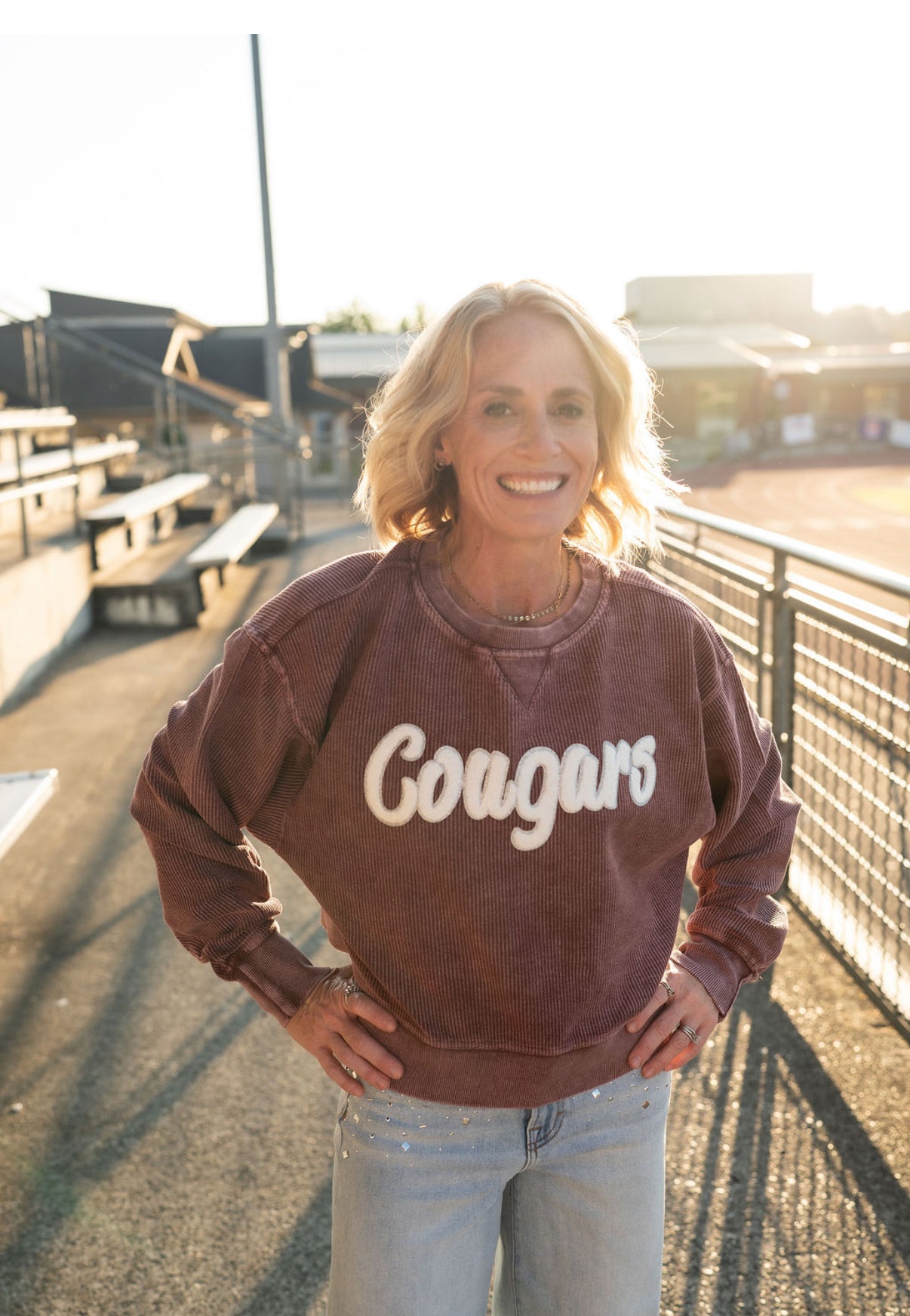Cougars Maroon Corded Crew