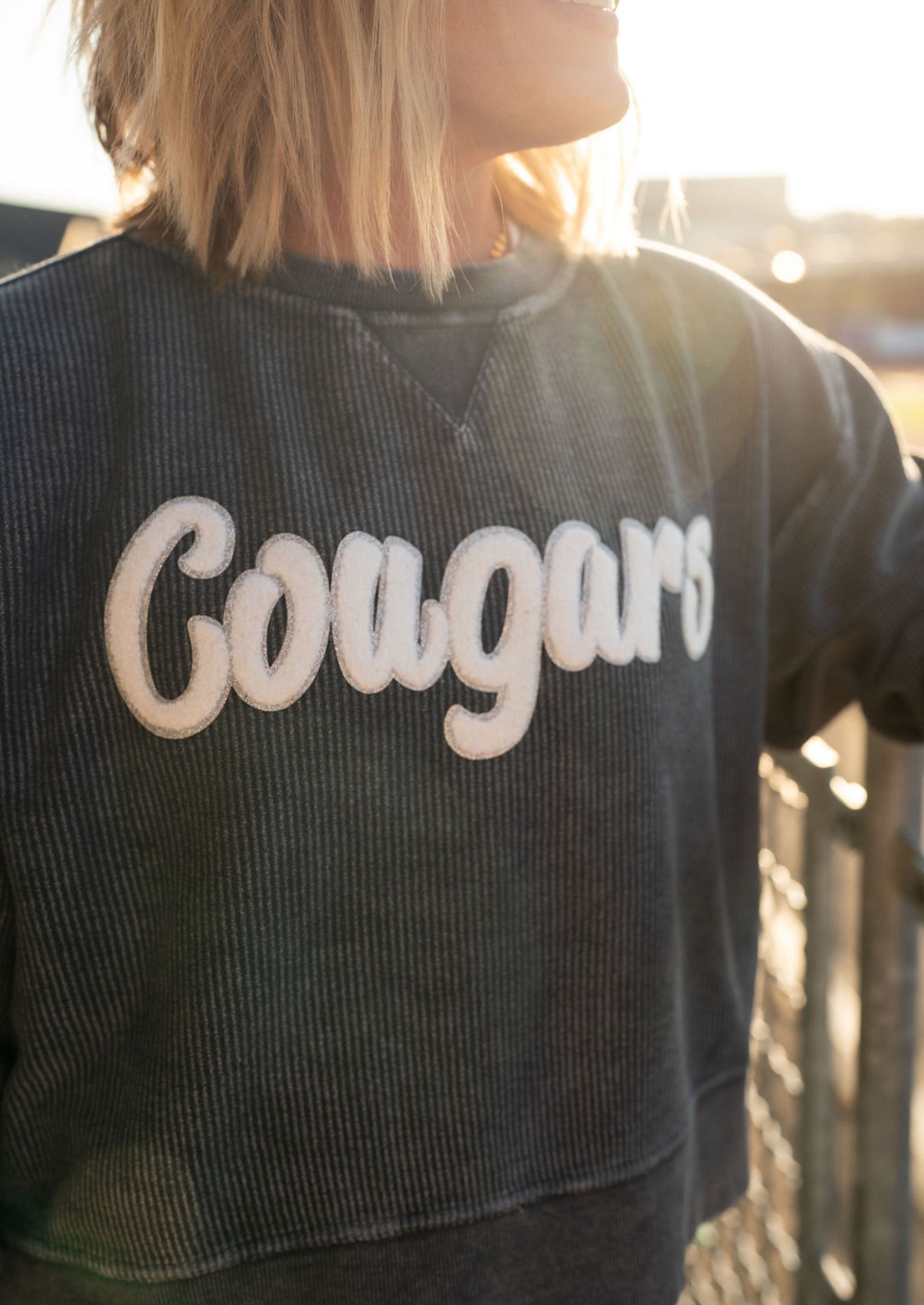 Cougars Navy Corded Crew
