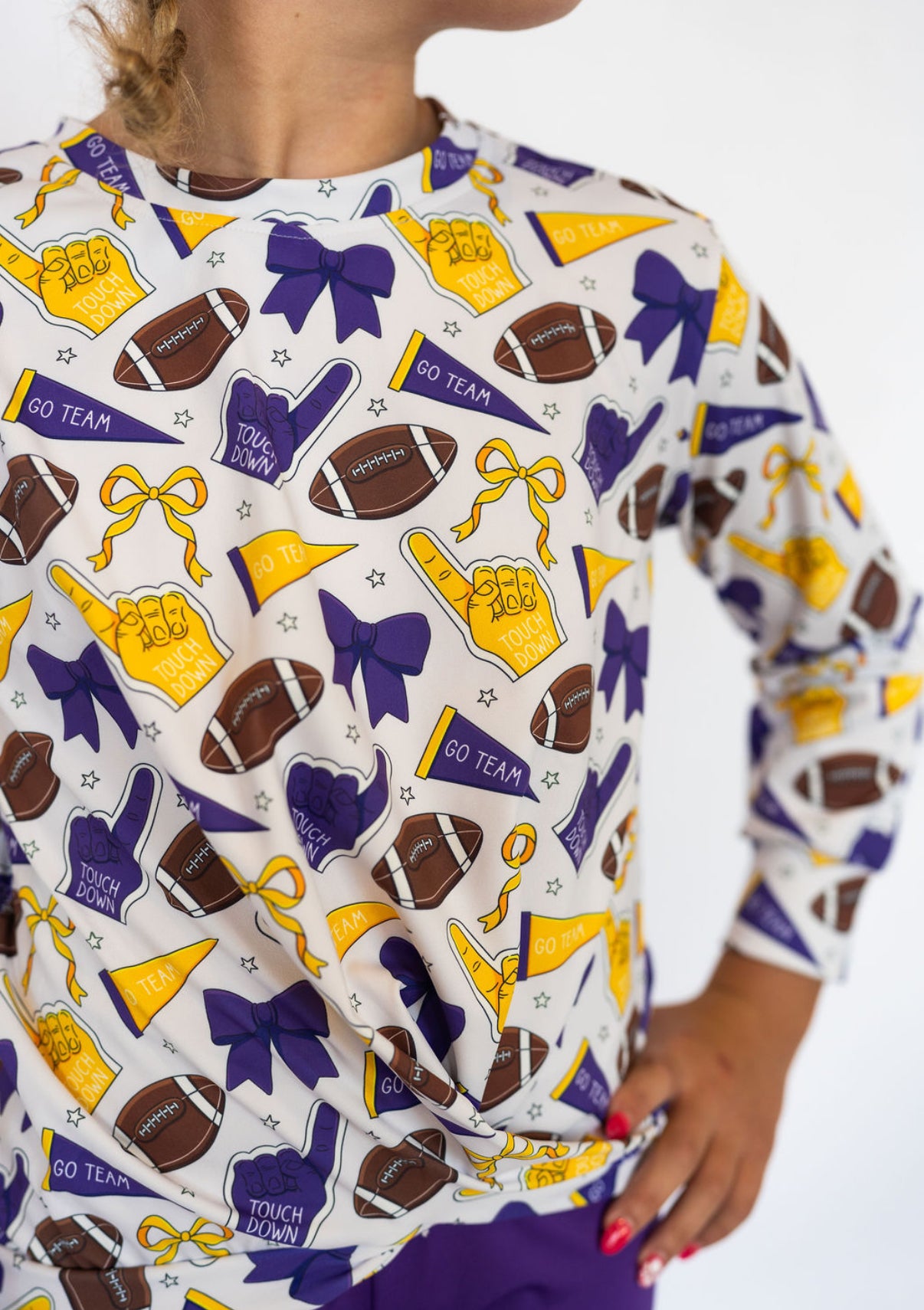 Girl's Game Day Athletic Top-Purple & Gold