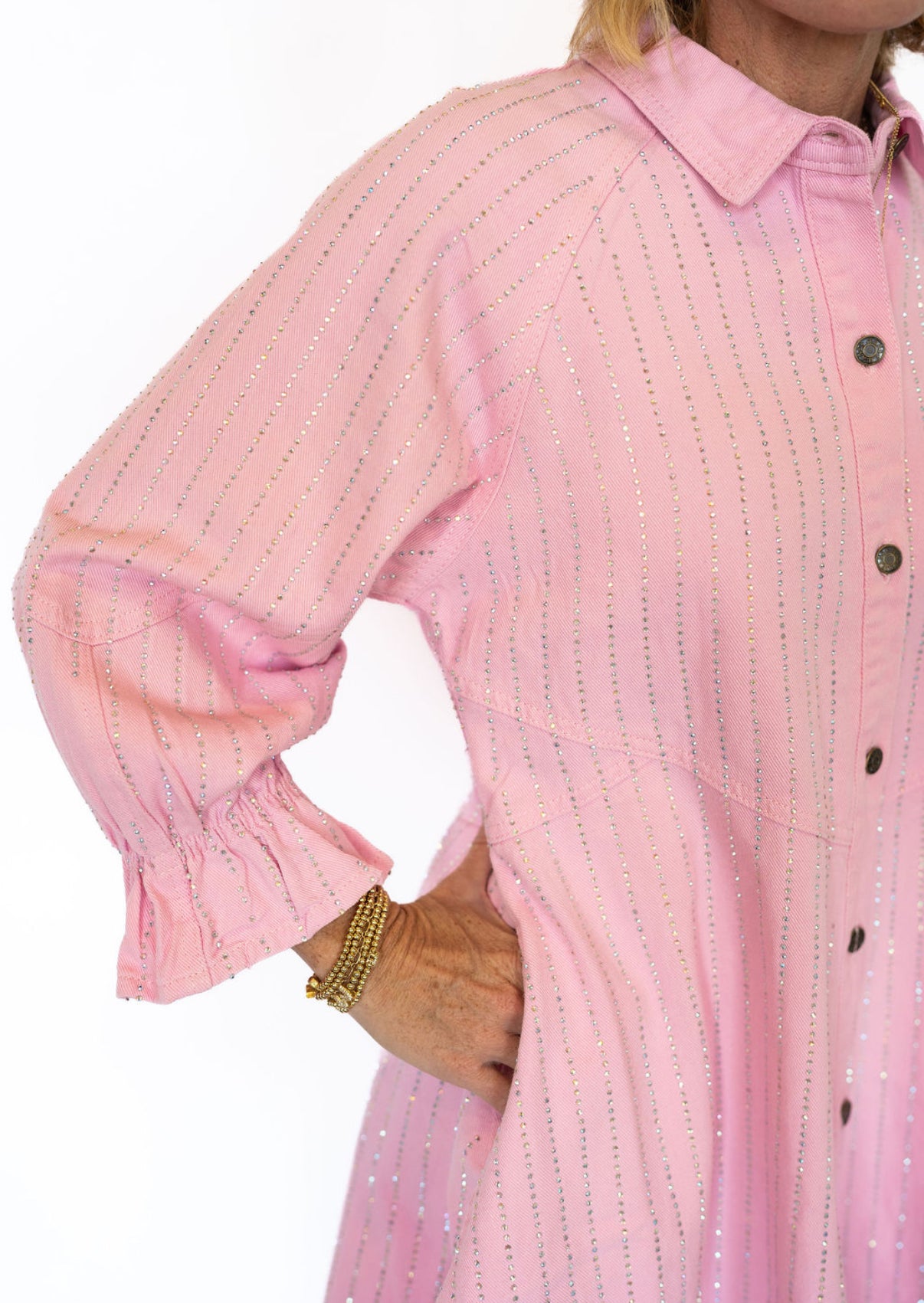 Veveret Pink Denim Sparkle Dress