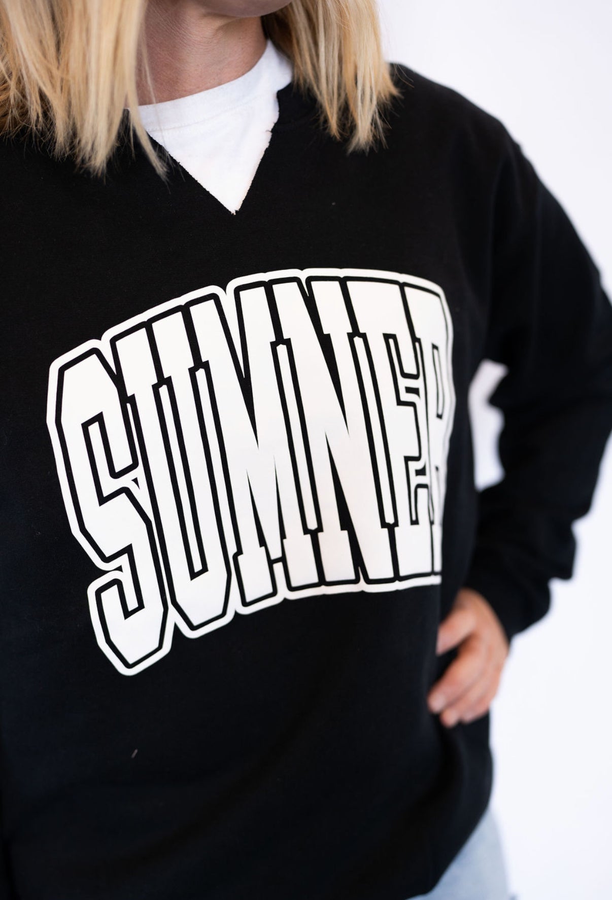 Black Sumner Zip Code Crew Neck