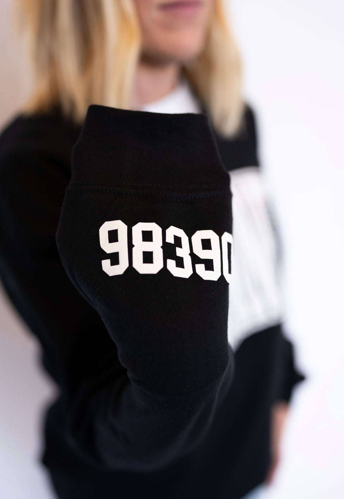 Black Sumner Zip Code Crew Neck