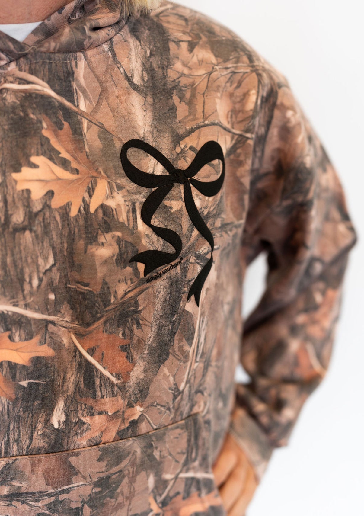 Simply Southern Camo Black Bow Hoodie
