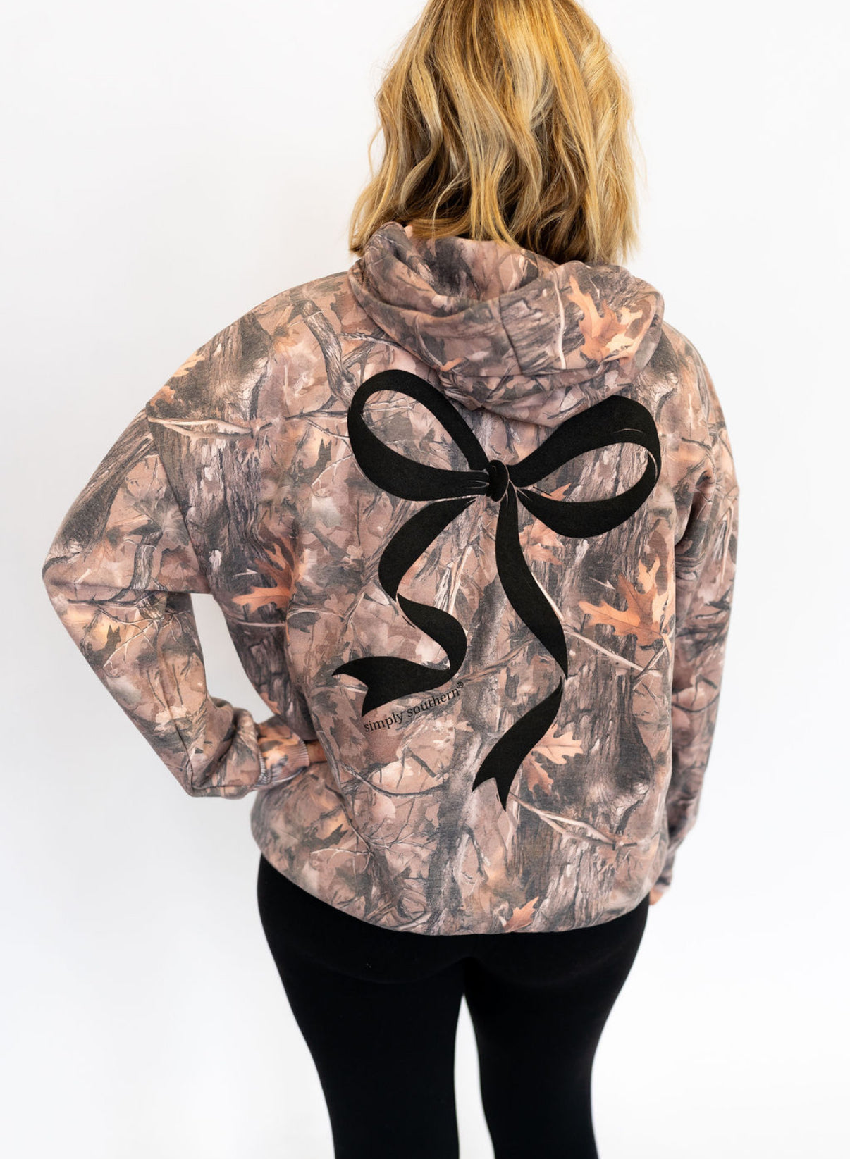 Simply Southern Camo Black Bow Hoodie