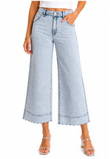 1822 Denim 28in Scallop Hem Wide Leg Jeans - Teigan & Co