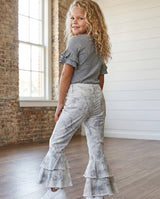 Winter White Camo Denim Double Ruffle Jeans Pants | Toddler & Youth
