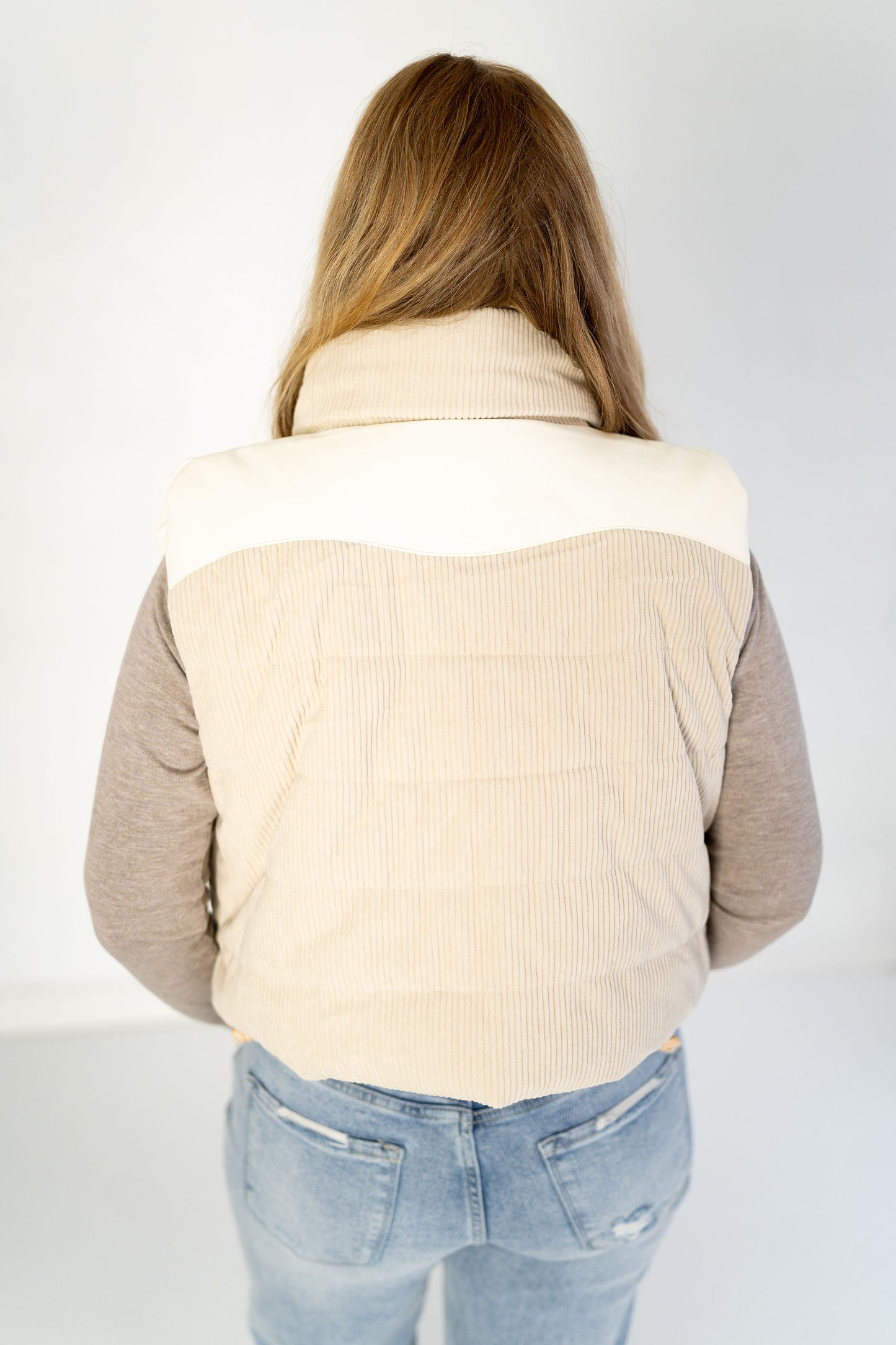 Corduroy Cropped Cream Vest