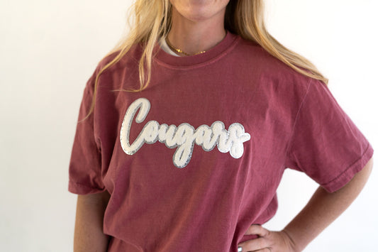 Adult "Cougars" Chenille Patch Tee