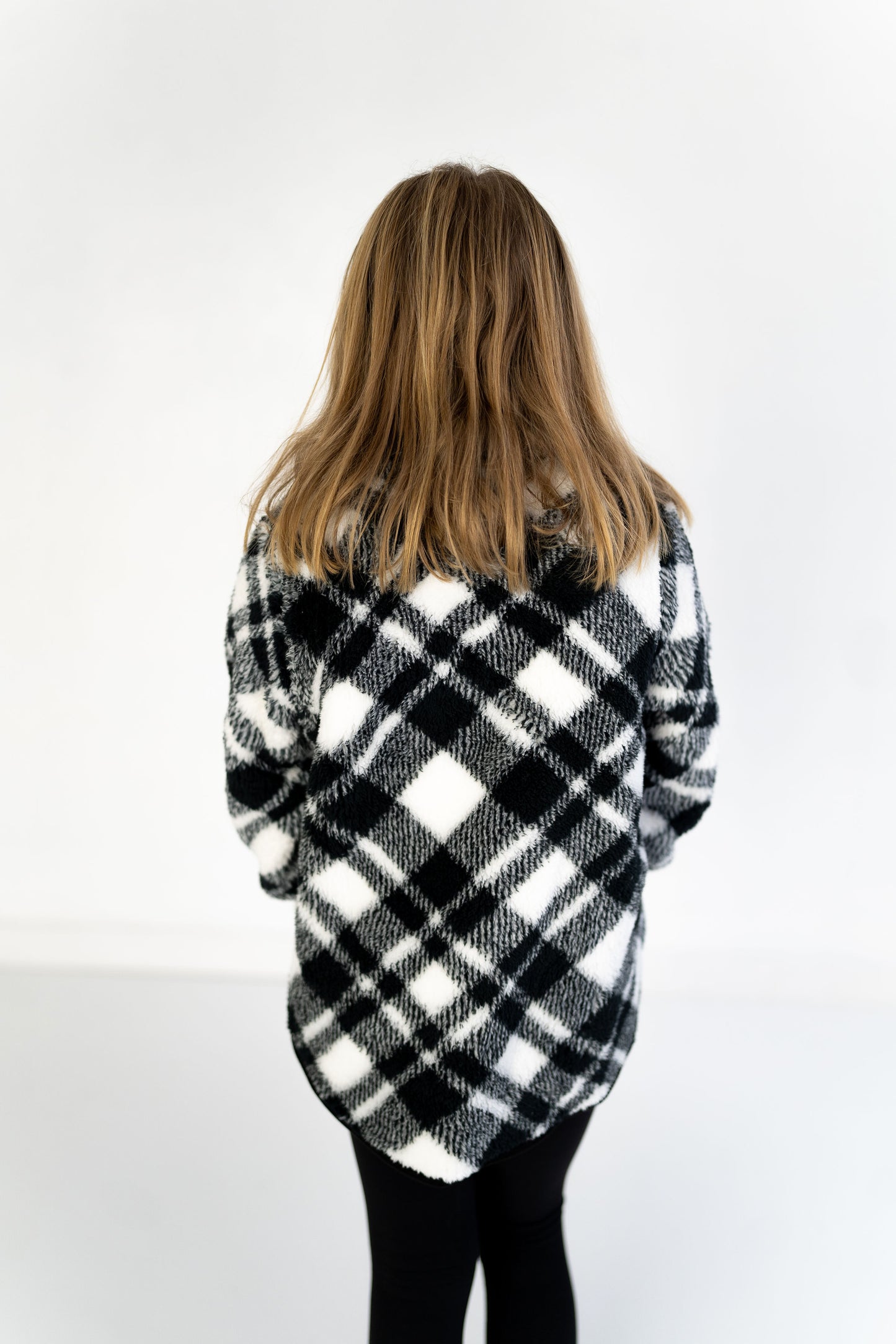 Youth Plaid Quarter Zip Fleece Jacket