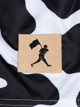 Black and white cow print shorts with adjustable drawstring lightweight athletic shorts
