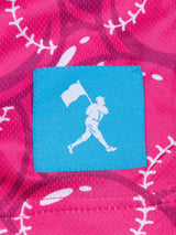 Baseballism Gumball Factory pink baseball graphic shorts with all over baseball pattern