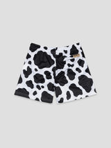 Cow print black and white athletic shorts with elastic drawstring casual western style shorts
