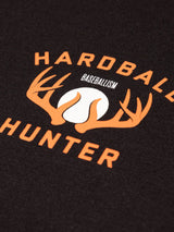 Baseballism Hardball Hunter graphic t-shirt with bird dog and baseball design – front