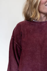 Everyday Corded Crew-Maroon