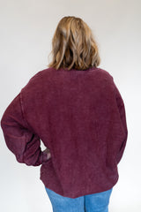 Everyday Corded Crew-Maroon