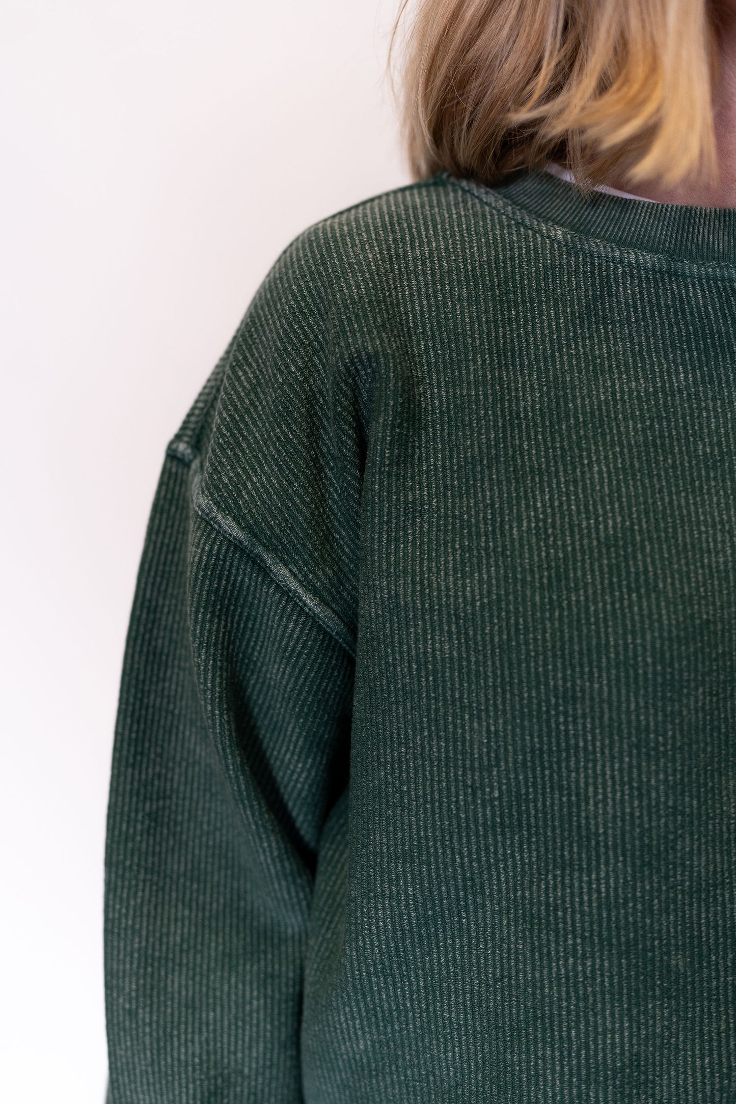 Everyday Corded Crew-Olive Green