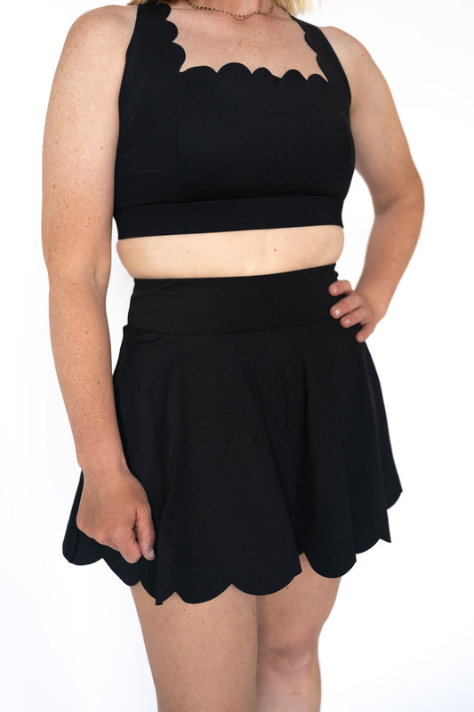 Scalloped Perfection Skort – Black