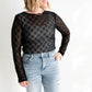 Black Bow Mesh Long Sleeve Top | Sugar & Sheer
