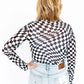 Optical Illusion Mesh Long Sleeve Top