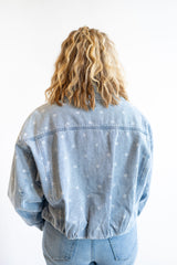 Faded Polka Dot Blue Denim Jacket | Women's