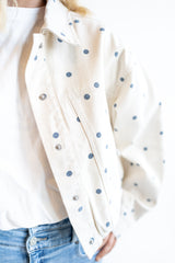 Blue Polka Dot Cream Denim Jacket | Women's