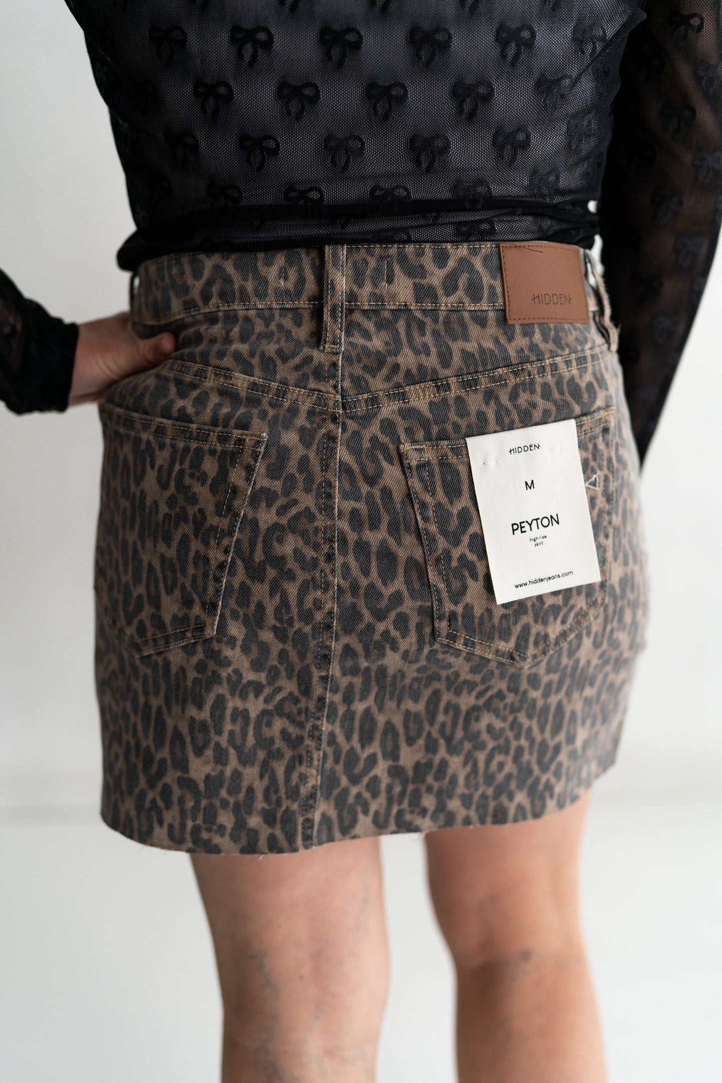 Peyton Cheetah Denimt Mini Skirt-Hidden Jeans
