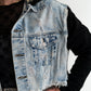 Cropped Contrast Denim Hoodie Jacket-Veveret