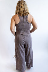 Simply Southern Jumpsuit | Washed Dark Gray | Women's