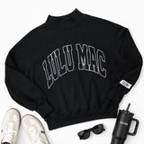 Lulu Mac Black Stitch Mockneck Terry Cloth Top | Women's