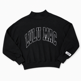 Lulu Mac Black Stitch Mockneck Terry Cloth Top | Women's