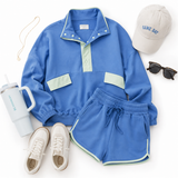 Katydid Blue Quarter-Snap Two-Piece Athletic Set | Women's