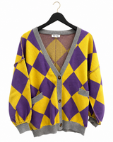 Purple & Gold Gameday Argyle Cardigan | Women's