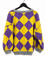 Purple & Gold Gameday Argyle Cardigan | Women's