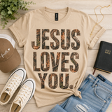 Jesus Loves You Rhinestone Camo Tee
