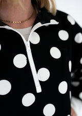 Simply Southern Scallop Black and White Polka Dot Quarter Zip | Women's