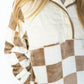 Womens Checkered Fleece Snap Hoodie