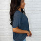 Easy Style Basic Mineral Wash Top in Ash Black