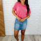 Easy Style Basic Mineral Wash Top in Hot Pink