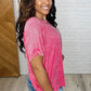 Easy Style Basic Mineral Wash Top in Hot Pink