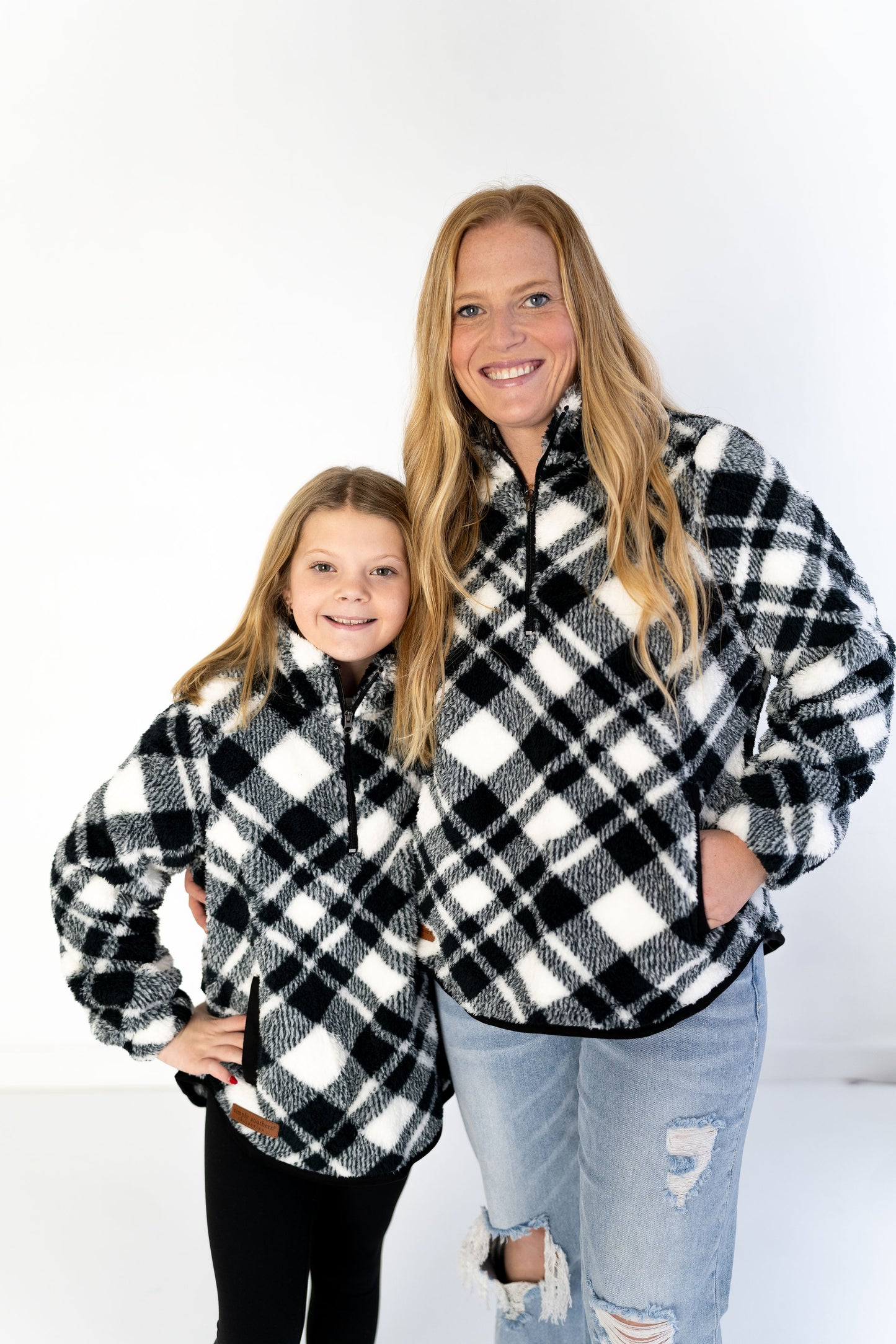 Youth Plaid Quarter Zip Fleece Jacket