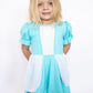 Soft puff sleeves for a classic princess look
Beautiful blue bodice with white apron-style accents
Charming bow-back detail with peekaboo cutouts
Built-in matching shorts for carefree play and extra coverage
Stretchy, breathable fabric for all-day comfort