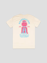 Baseballism Gumball Factory baseball graphic t shirt with vintage gumball machine and Blow Bubbles Crush Doubles design