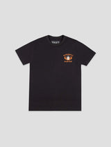 Baseballism Hardball Hunter black tee with orange circular hunting dog baseball logo