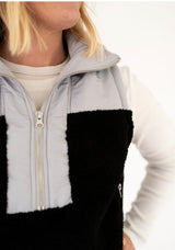 Light Gray & Black Sherpa Vest | Women's