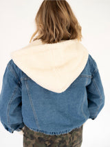 Vereret Faux Sherpa Hooded Denim Jacket | Women's
